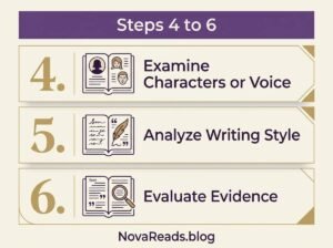 book analysis characters writing style evidence
